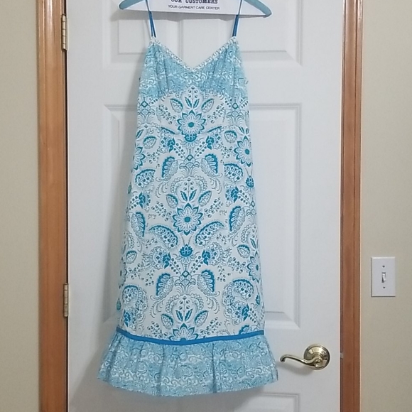 Ann Taylor Loft Turquoise and White Dress - Picture 1 of 4